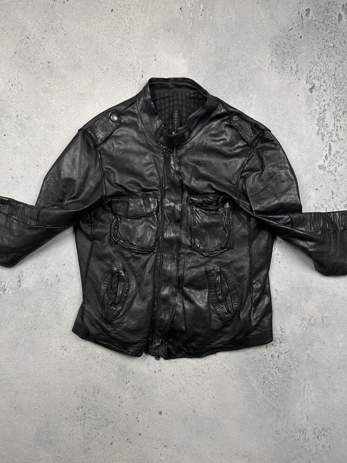 Imperial Imperial Vintage Black Leather Jacket Made in Italy Archive Size L / US 10 / IT 46 - 6 Thumbnail