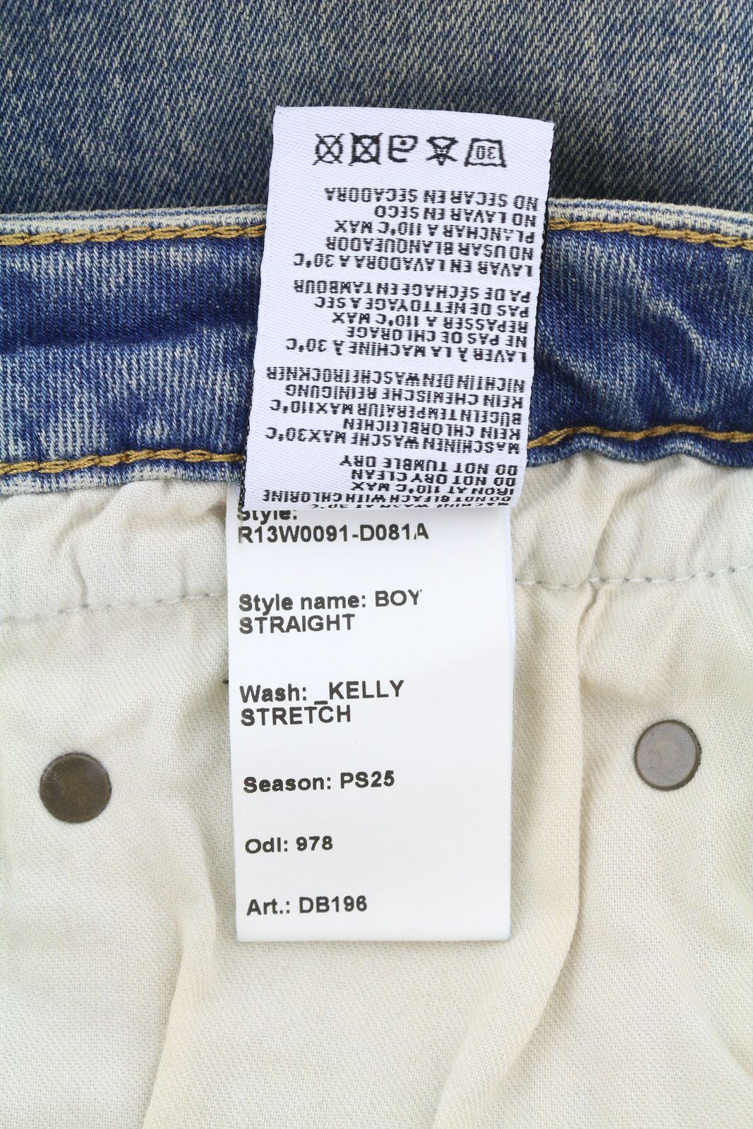 R13 BOY STRAIGHT 31 Kelly Stretch Blue PS25 Jeans 87184 Size 31" - 9 Thumbnail