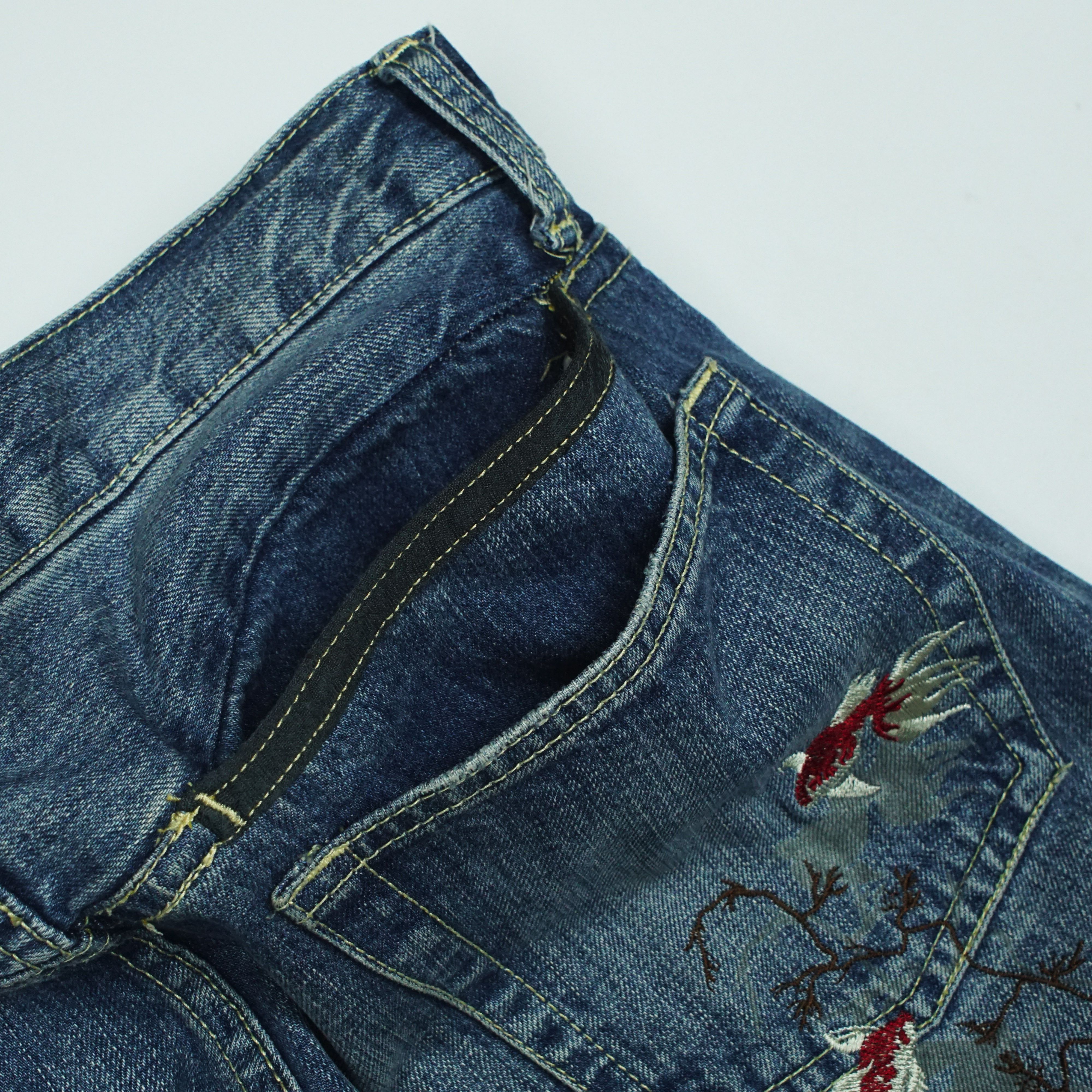 Takeo Kikuchi *NoTariff Takeo Kikuchi Koi Embroidered Denim Pants Size US 32 / EU 48 - 7 Thumbnail