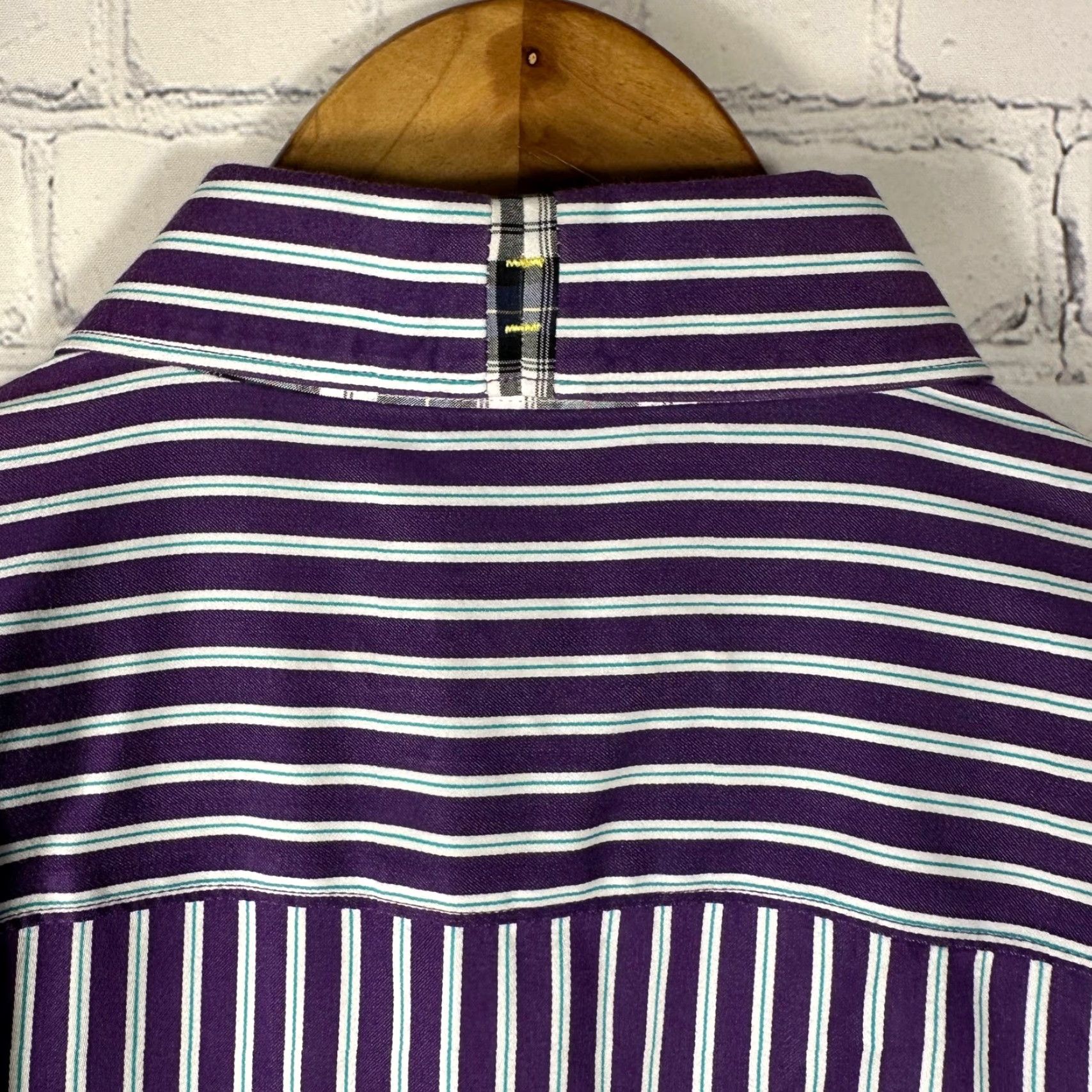 Robert Graham Robert Graham Mens Purple White Striped Button Down Shirt Long Sleeve Cotton L Size US L / EU 52-54 / 3 - 7 Thumbnail