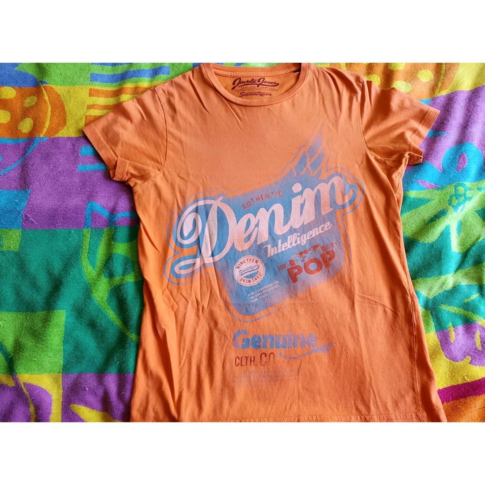 Jack & Jones JACK & JONES T-Shirt Women Crew Neck Orange Denim Cotton Blend Pop XS? No, Size S Size S / US 4 / IT 40 - 3 Thumbnail