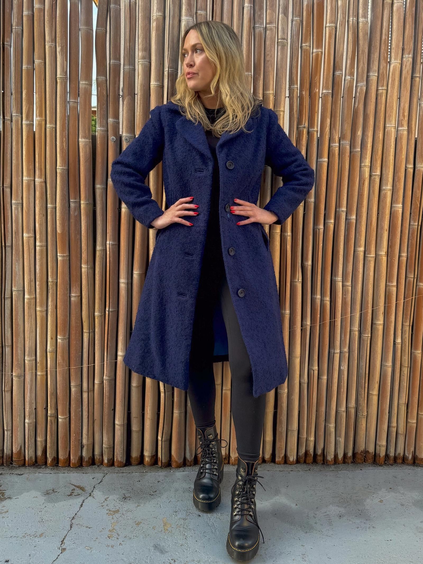 Designer Vintage 70's Dark Blue Navy Coat Jacket with button closure Size M / US 6-8 / IT 42-44 - 4 Thumbnail