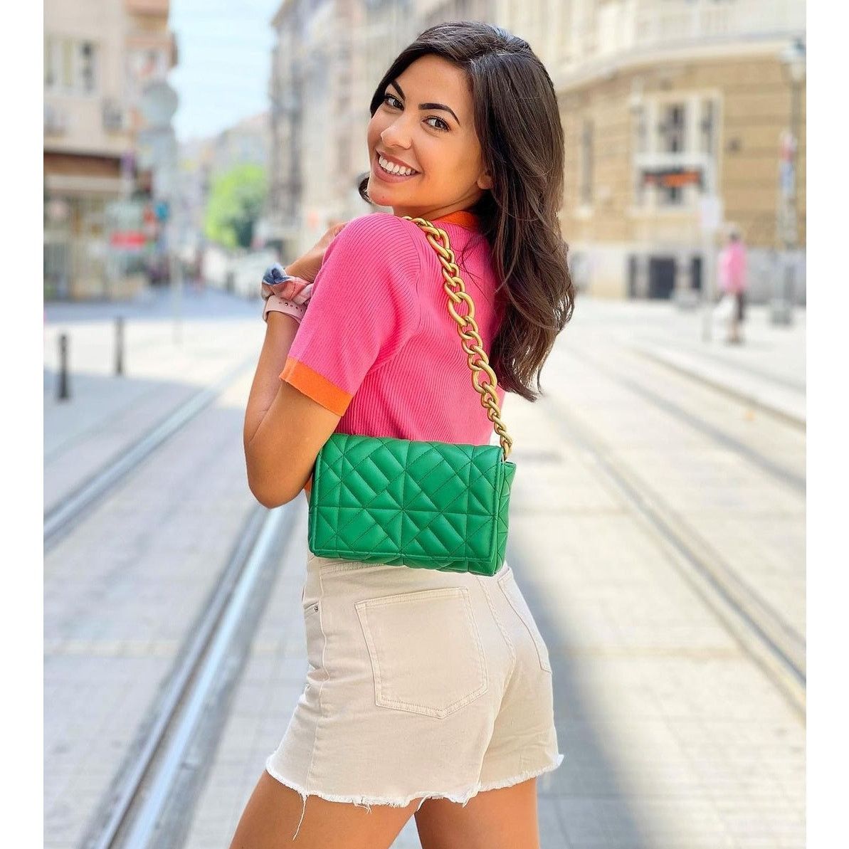 Zara ZARA Green Quilted Chain Shoulder Bag NWT Gold Chain Purse Size ONE SIZE - 11 Thumbnail