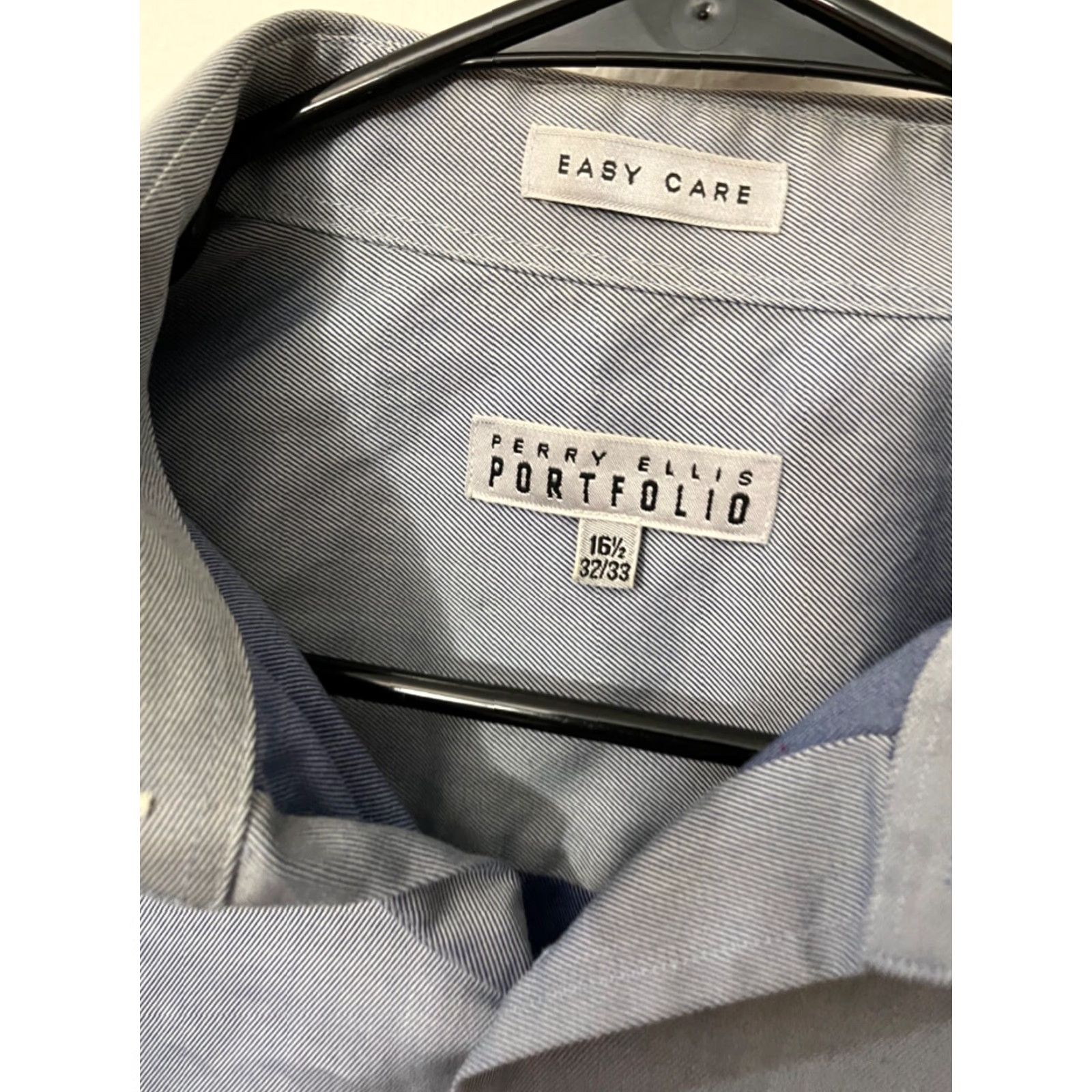 Perry Ellis VINTAGE Perry Ellis Portfolio Button-Up Shirt Men Blue 16.5 32/33 Cotton Long Sleeve Regular Size Adult Men Size US L / EU 52-54 / 3 - 3 Thumbnail