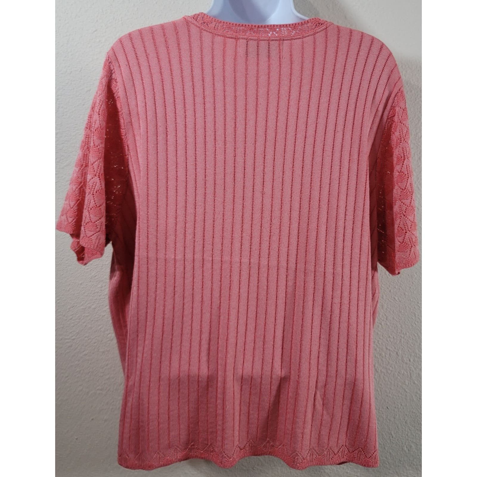 Other Alfred Dunner Coral Orange Pink Round Neck Top XL Stretch Size XL / US 12-14 / IT 48-50 - 3 Thumbnail