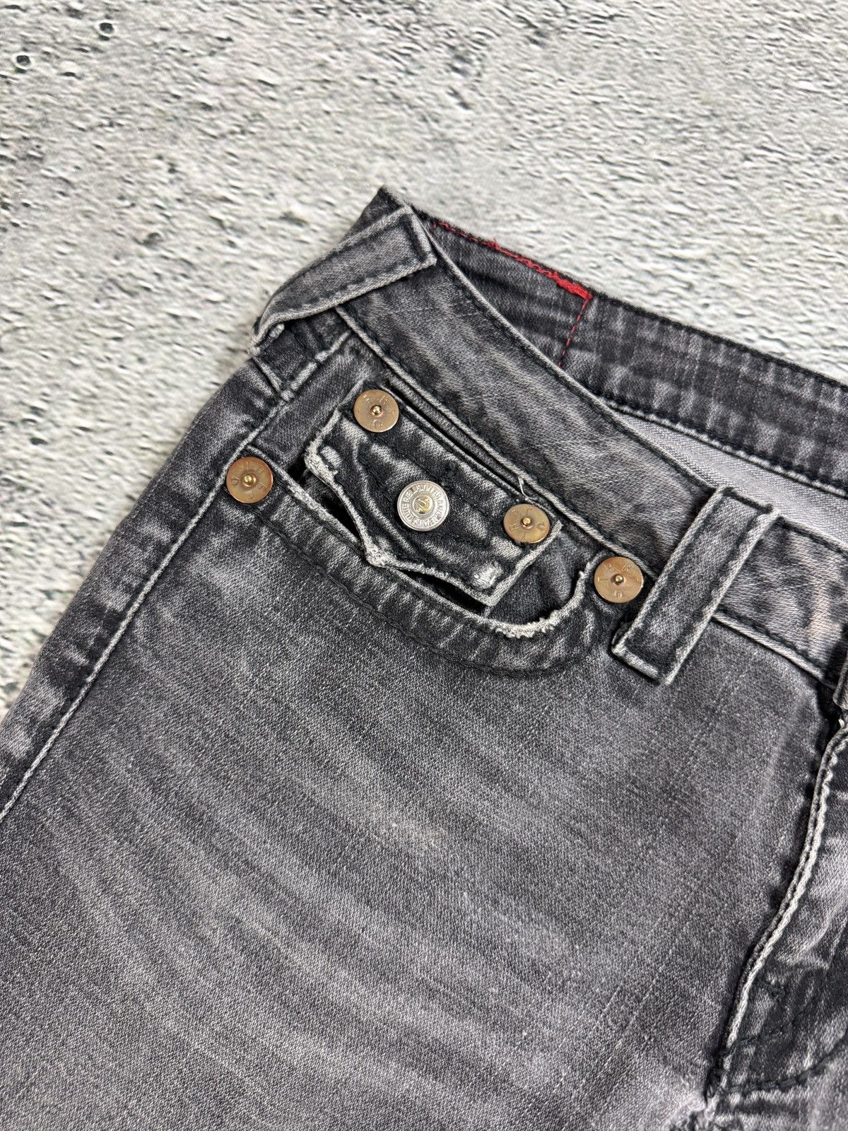 True Religion True Religion jeans grey black thick stitching flared Joey Size US 32 / EU 48 - 13 Thumbnail