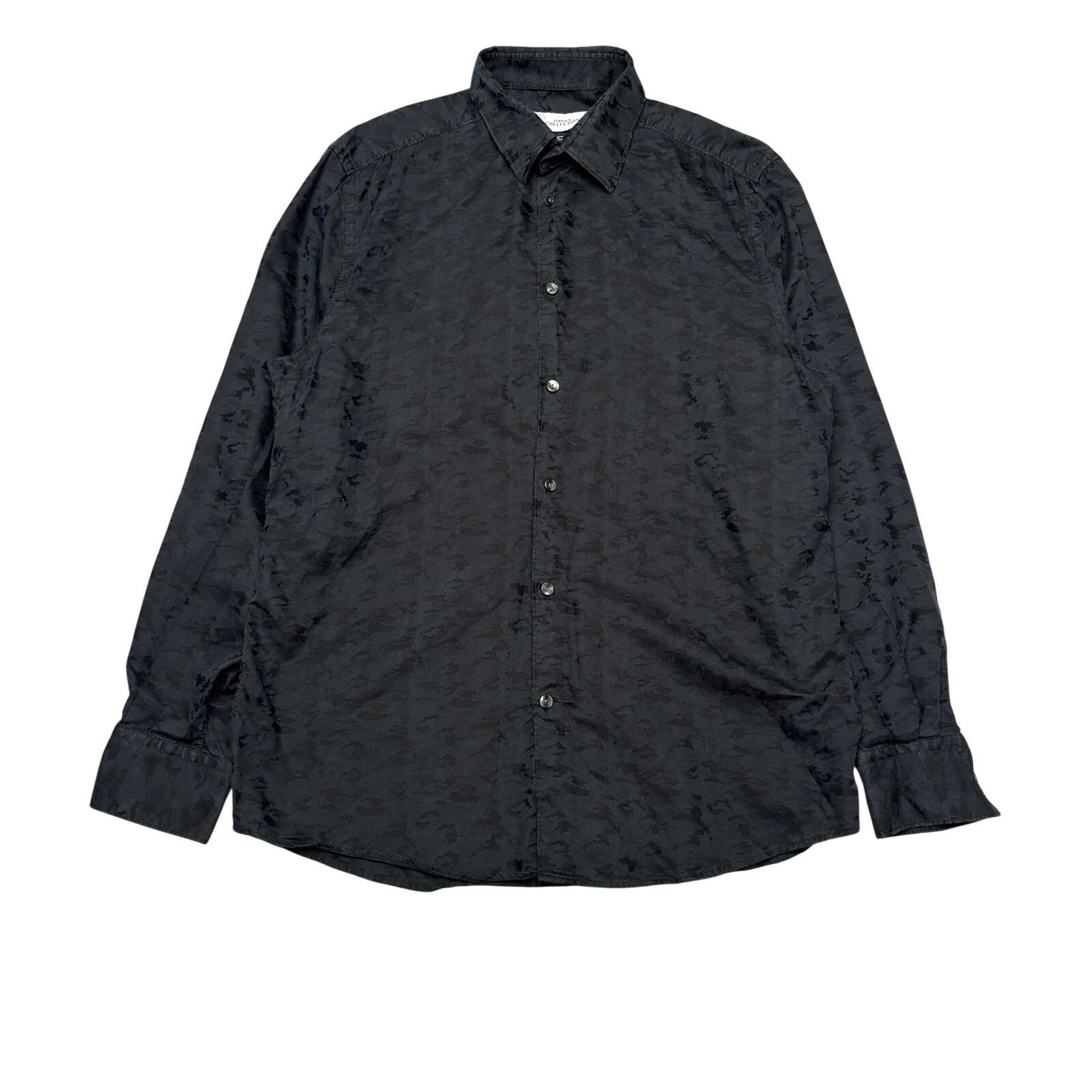 Versace VTG Versace Collection Black Jacquard Button Up Shirt 43/17 Size US L / EU 52-54 / 3 - 1 Thumbnail