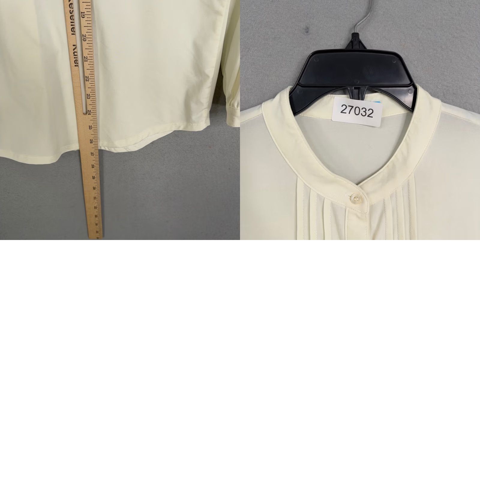 J.McLaughlin J. McLaughlin Blouse Womens M Cream Solid Pintuck Pleated Stretch Classic Size M / US 6-8 / IT 42-44 - 8 Thumbnail