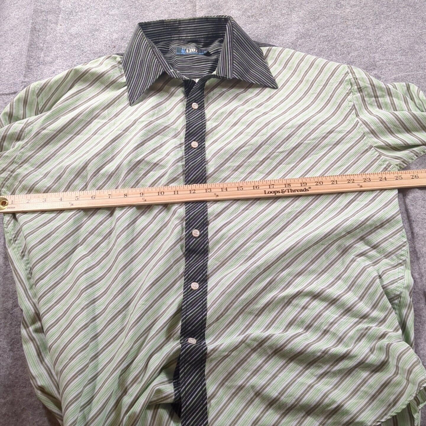 Designer Gazoz Shirt Men XXL Green Stripe Contrast Collar French Cuff Size US XXL / EU 58 / 5 - 8 Thumbnail
