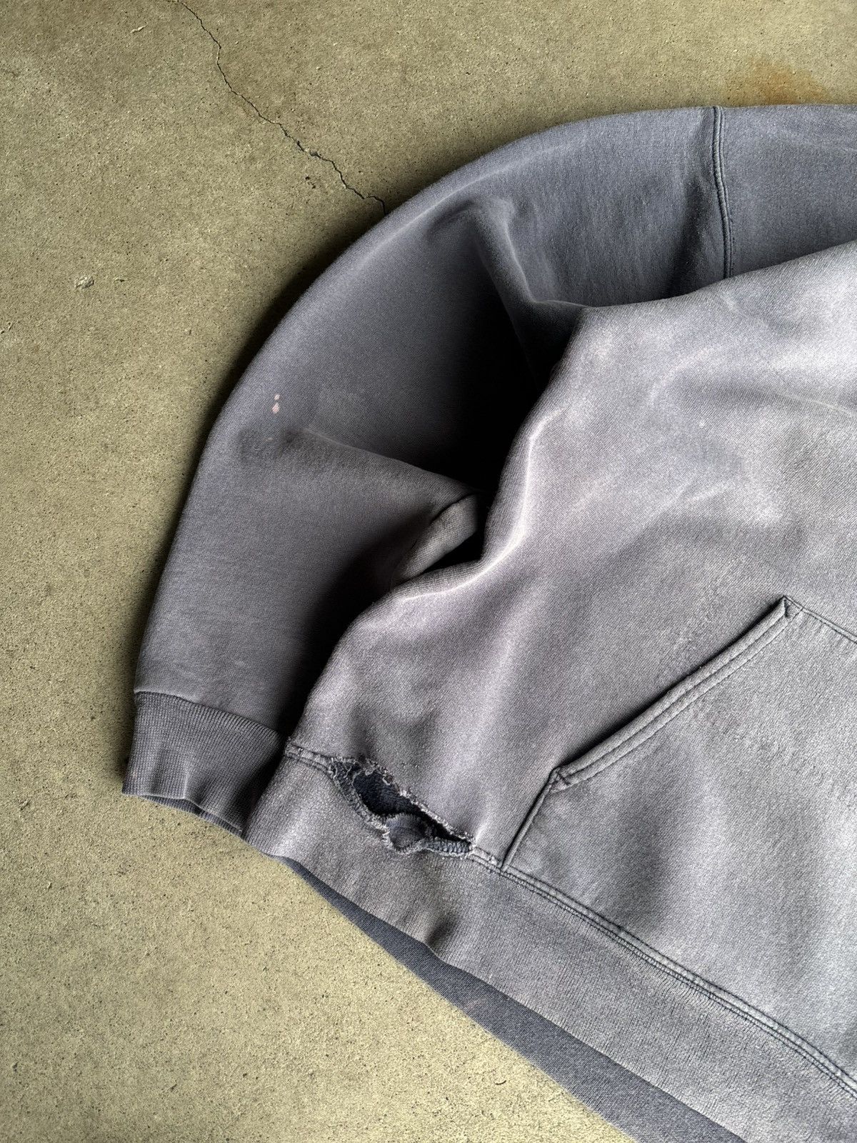 Vintage Crazy 90s Sunfaded Navy Smoke Haze Archive Hoodie A4356H Size US XL / EU 56 / 4 - 7 Thumbnail