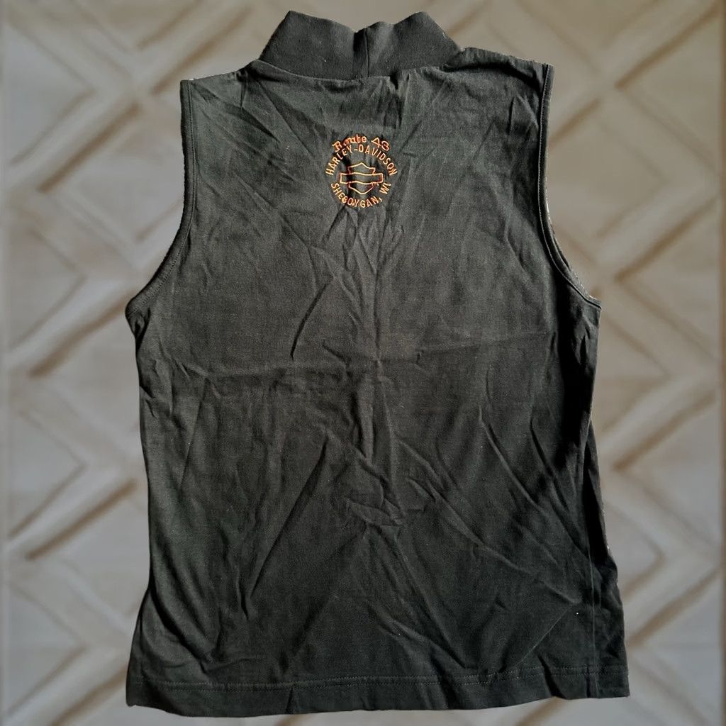 Vintage Harley Davidson Women Tank Sleeveless Turtleneck Black M Wisconsin 100% Cotton Size M / US 6-8 / IT 42-44 - 1 Thumbnail