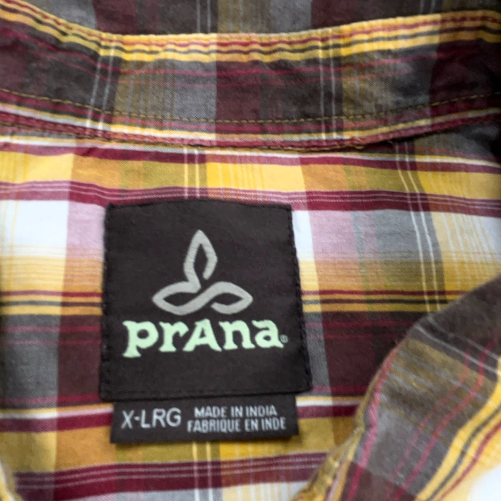 Prana prAna Shirt Men XL Brown Yellow Pearl Button Up Plaid Western Casual Shirt XLL Mens Size US XL / EU 56 / 4 - 2 Thumbnail