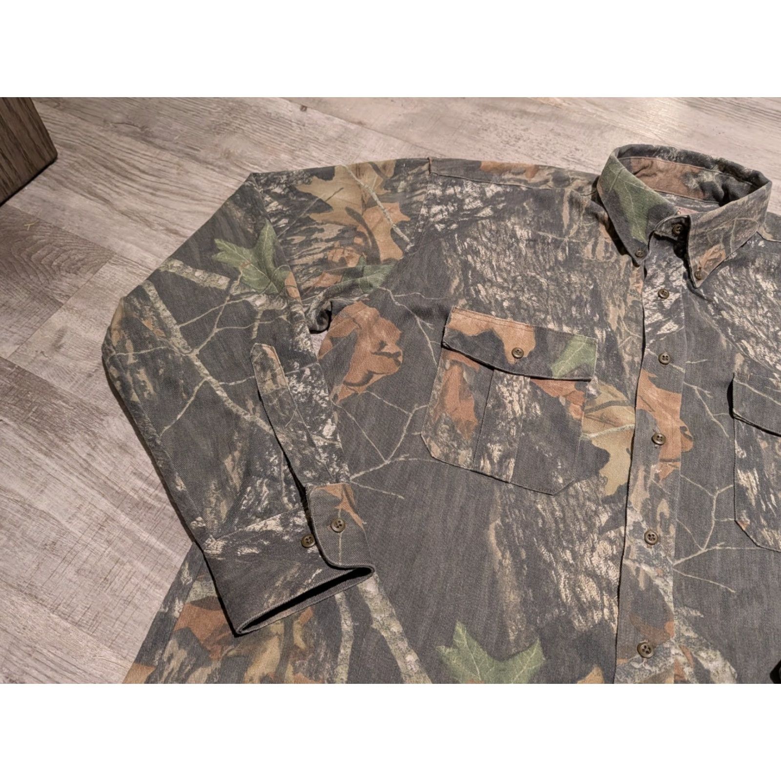 Vintage VINTAGE Dan River Shirt Mens L Mossy Oak Break Up Canvas Camouflage Button-Down Outdoor Hunting Fishing Size US L / EU 52-54 / 3 - 4 Thumbnail