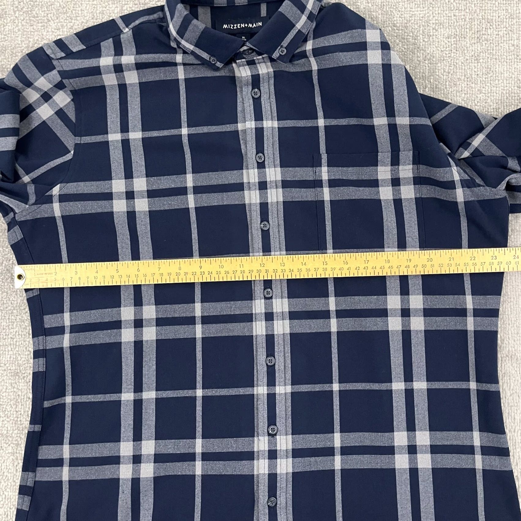 Mizzen+Main MIZZEN + MAIN Shirt Mens XL Trim Fit Blue Plaid Performance Button Down Stretch Dress Shirt Size US XL / EU 56 / 4 - 5 Thumbnail