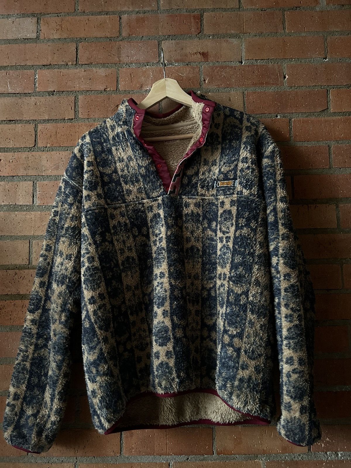 Kapital Fleece Striped Damask Snap Pullover