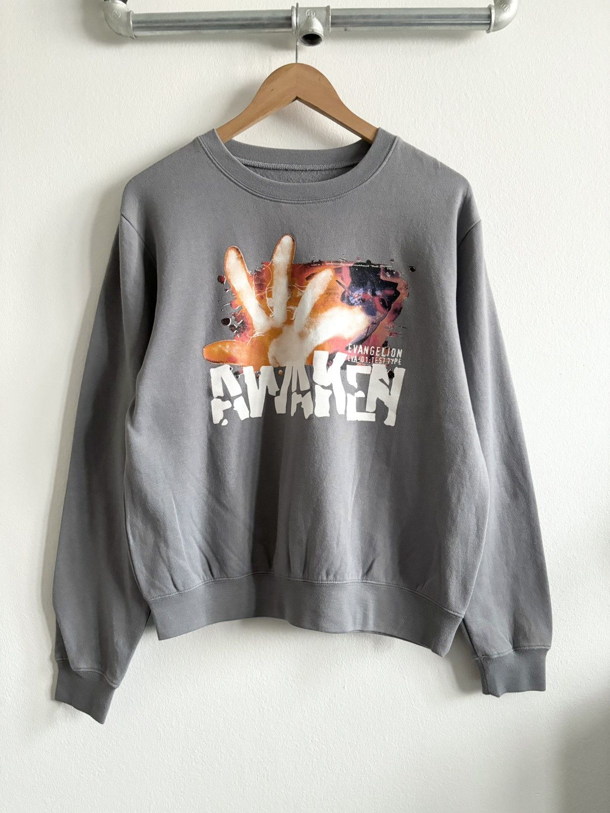 Anime Vintage Evangelion Sweatshirt Blue Stone Cropped Size US M / EU 48-50 / 2 - 1 Thumbnail