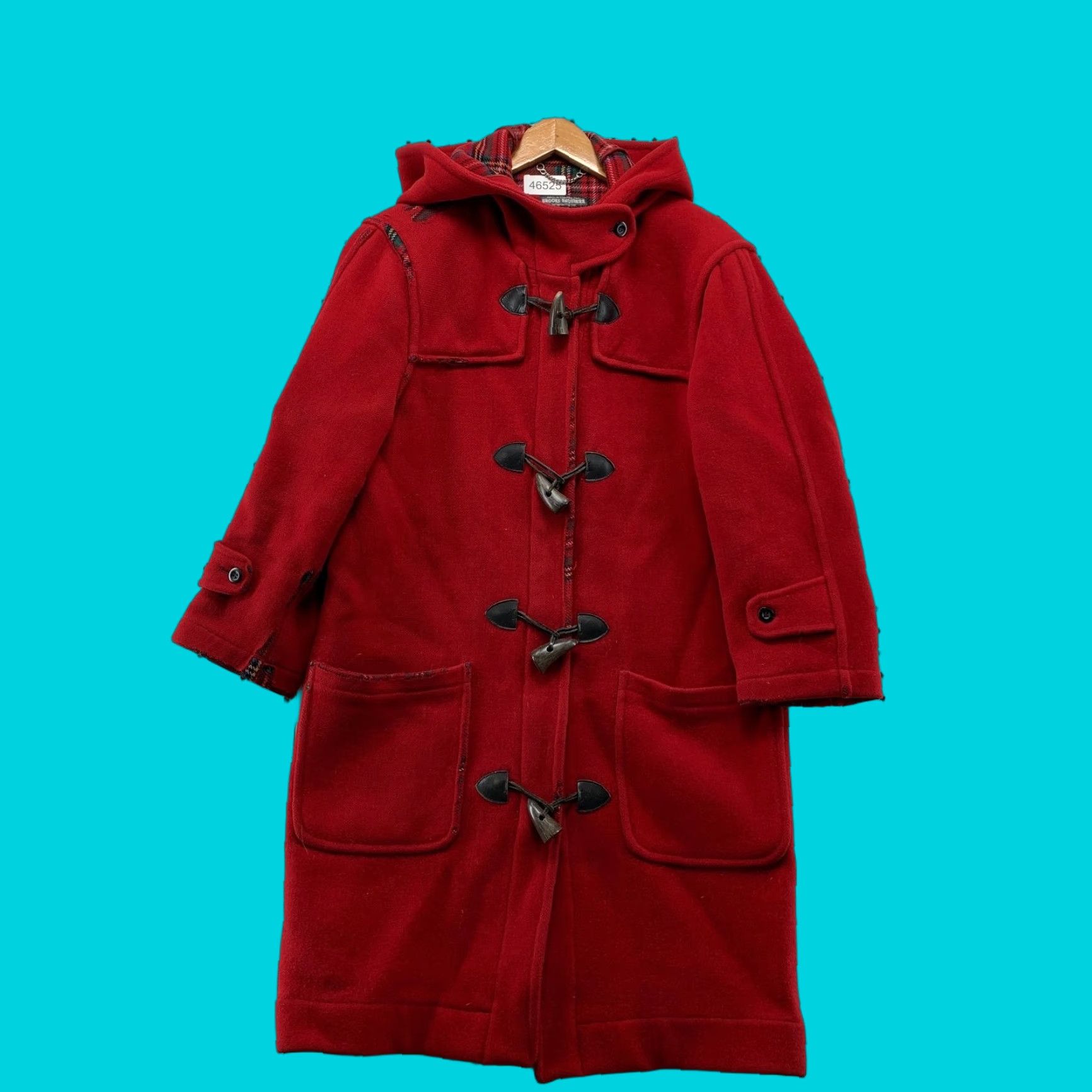 Brooks Brothers VINTAGE Brooks Brothers Wool Duffle Coat Womens XS Red Plaid Hooded Lined Winter Style Overcoat Women XS Red Brooks Brothers Coat Size XS / US 0-2 / IT 36-38 - 1 Thumbnail