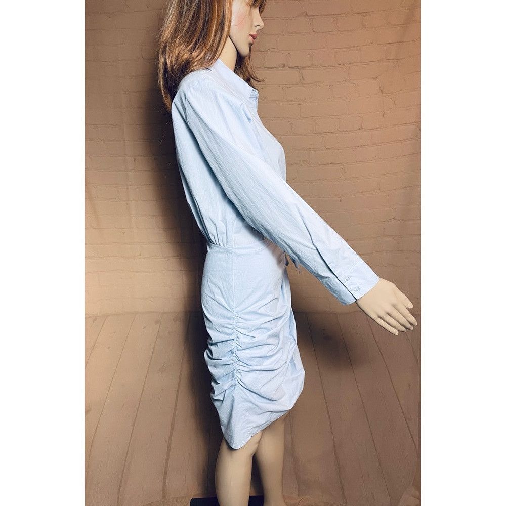 Other New ASTR The Label Blue Cotton Front Button Ruched Dress Si Size M / US 6-8 / IT 42-44 - 2 Thumbnail