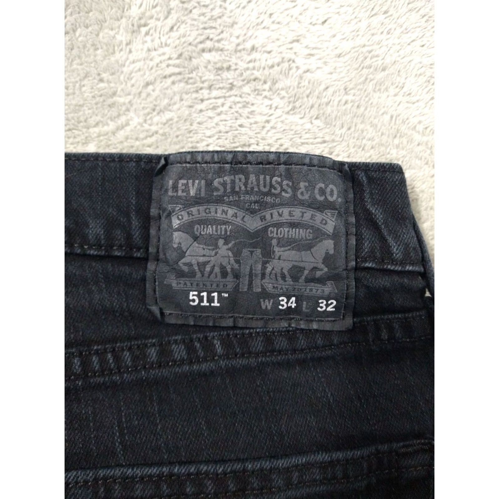 Levi's Levi's 511 Jeans Mens 34x32 Black Denim Slim Straight Fit Distressed Dark Wash Size US 34 / EU 50 - 7 Thumbnail