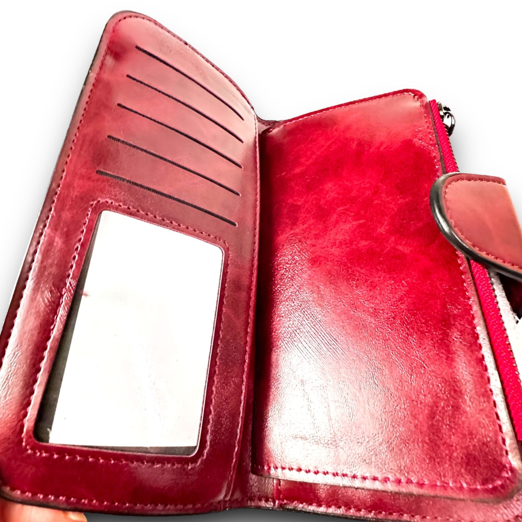 Other MenSense Burgandy Genuine Leather Wallet Card Slots ID Windo Size ONE SIZE - 6 Thumbnail