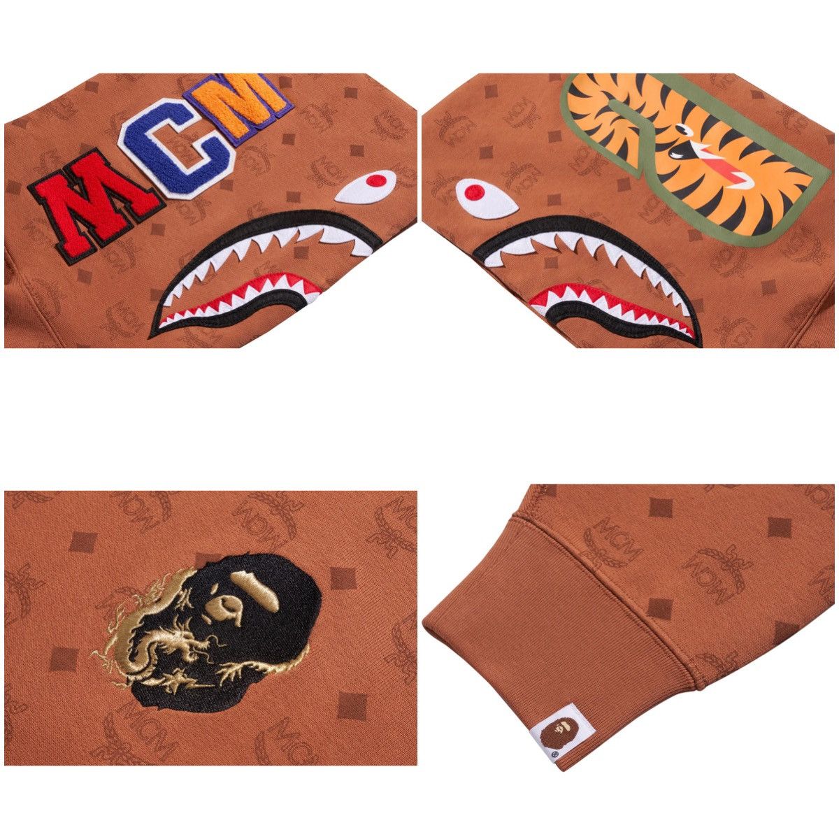 Bape × MCM BAPE x MCM Shark Pullover Hoodie Brown Size US S / EU 44-46 / 1 - 6 Thumbnail