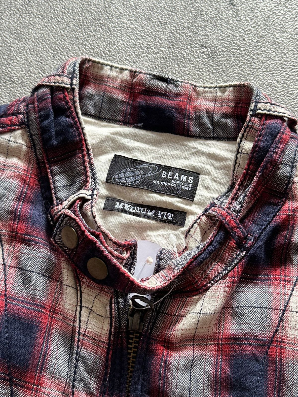 Beams Plus Japanese Beams Zip Up Plaid Punk Shirt Size US S / EU 44-46 / 1 - 5 Thumbnail