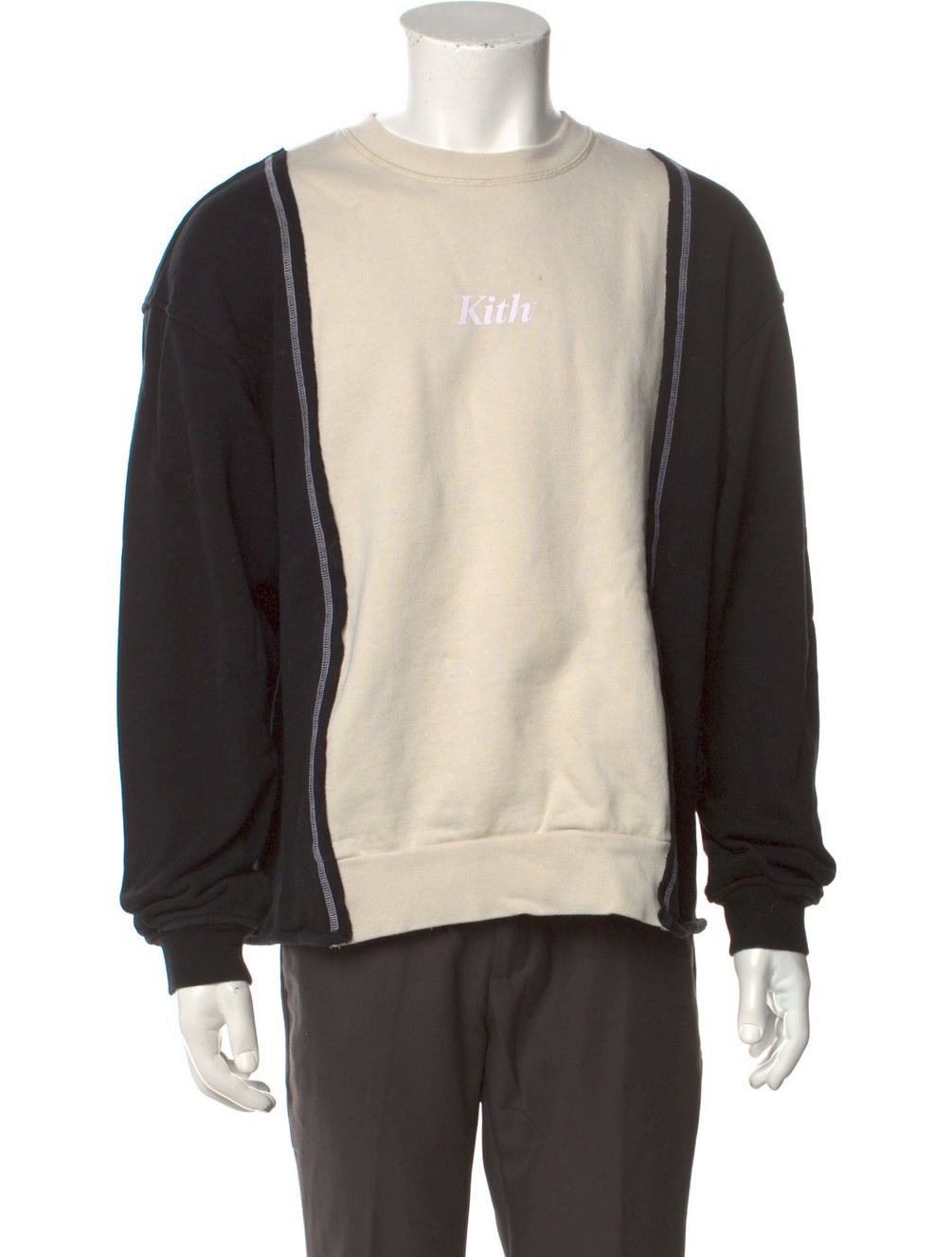 Image of Kith Colorblock Pattern Crew Neck Pullover in Black/White, Men's (Size XL)