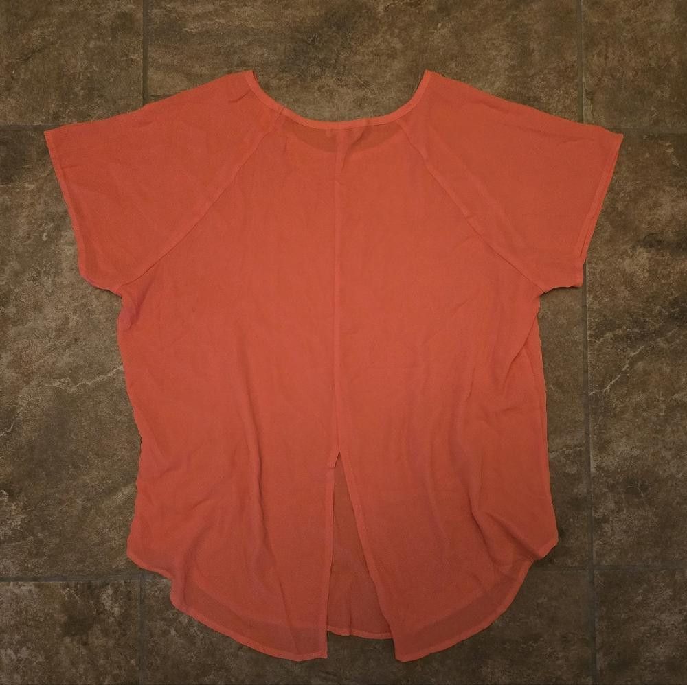 Designer Orange Neon LW Back Flap Blouse Size L / US 10 / IT 46 - 2 Thumbnail