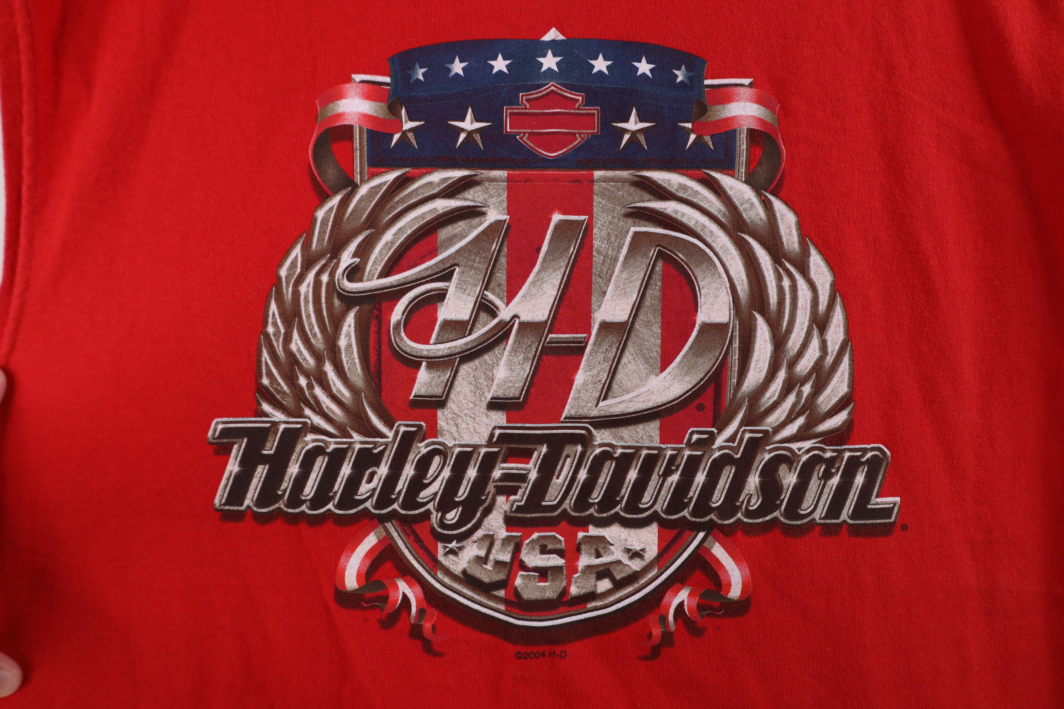 Harley Davidson Vintage Y2K 2004 Harley Davidson Spell Muscle T-Shirt Red Size US L / EU 52-54 / 3 - 4 Thumbnail