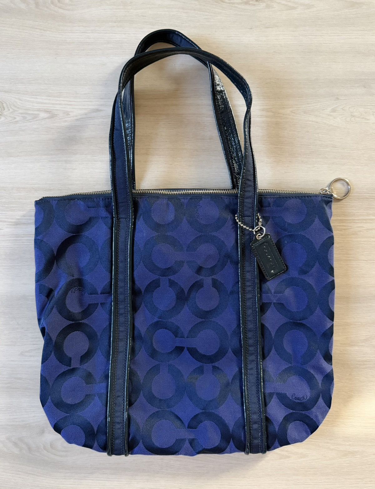 Coach Coach "Poppy" Blue Signature Jacquard Tote Bag Size ONE SIZE - 4 Thumbnail