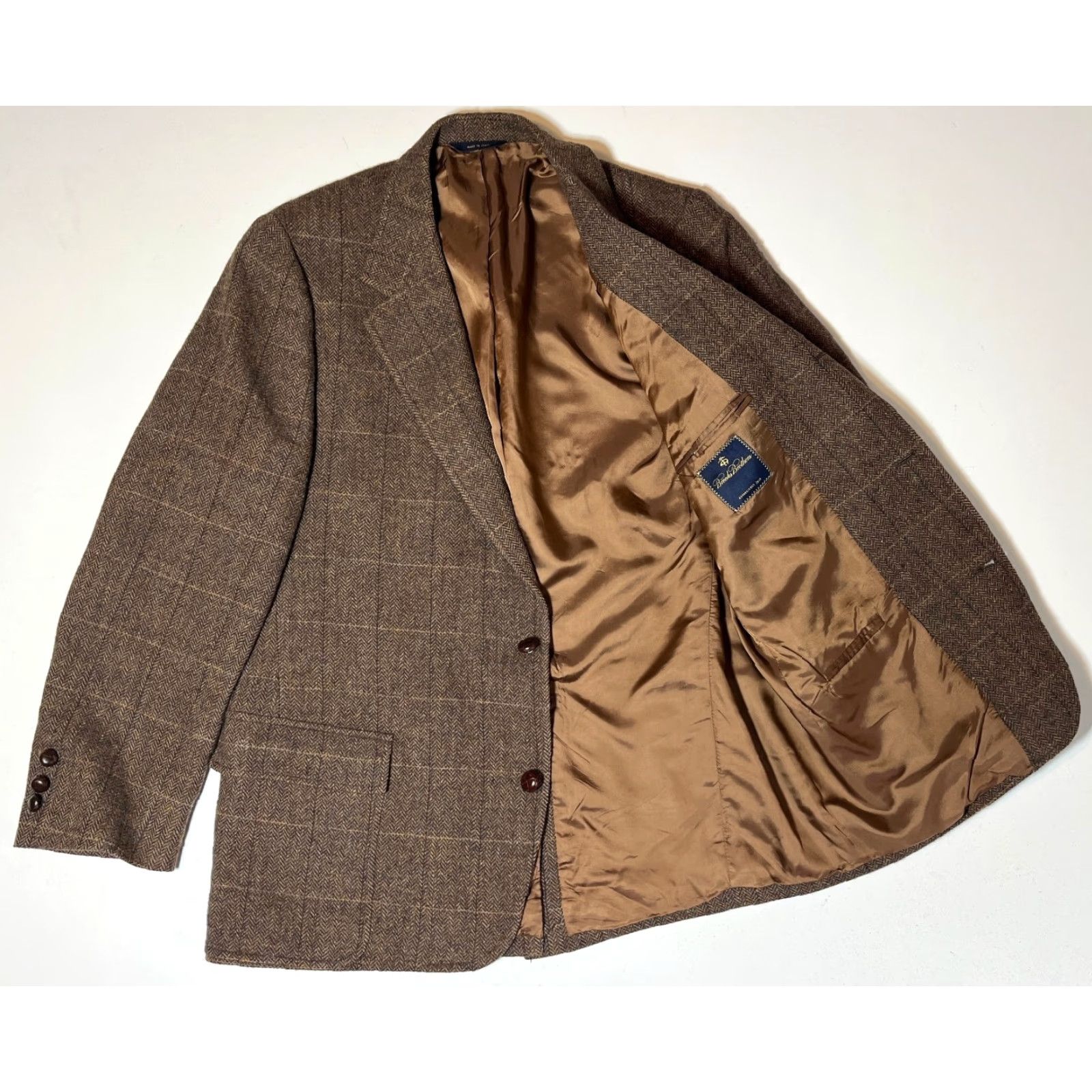 Brooks Brothers Brooks Brothers Blazer Jacket Men Wool Windowpane Brown Made in Italy 45R Regular Size 45 Brown Tweed Pockets Vintage Classic Preppy Look Mens Size 48R - 7 Thumbnail