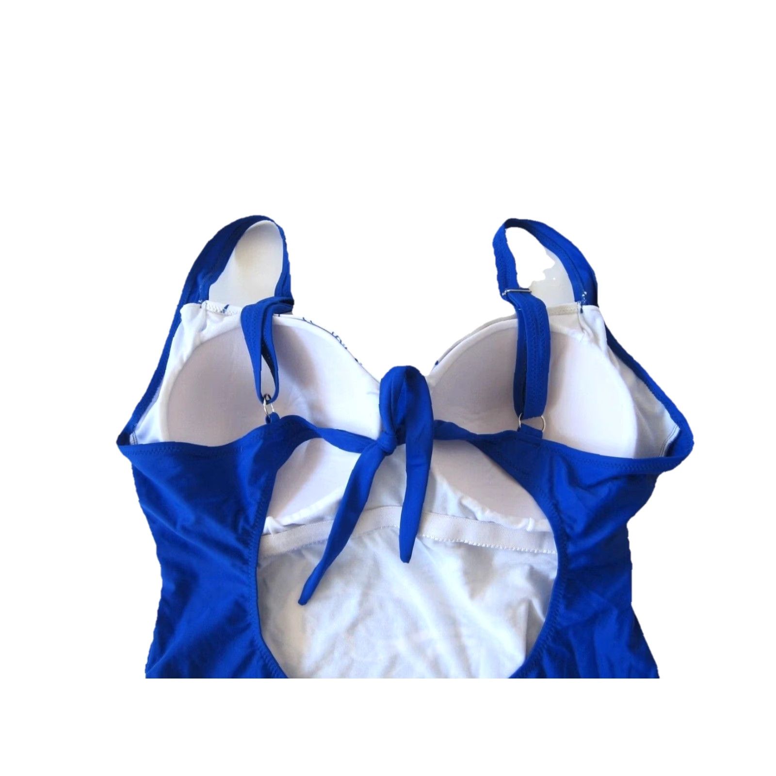 Vintage VINTAGE Cocopear Blue White Floral Wave Polka Dot One Piece Swimsuit Women Size XL Size ONE SIZE - 4 Thumbnail