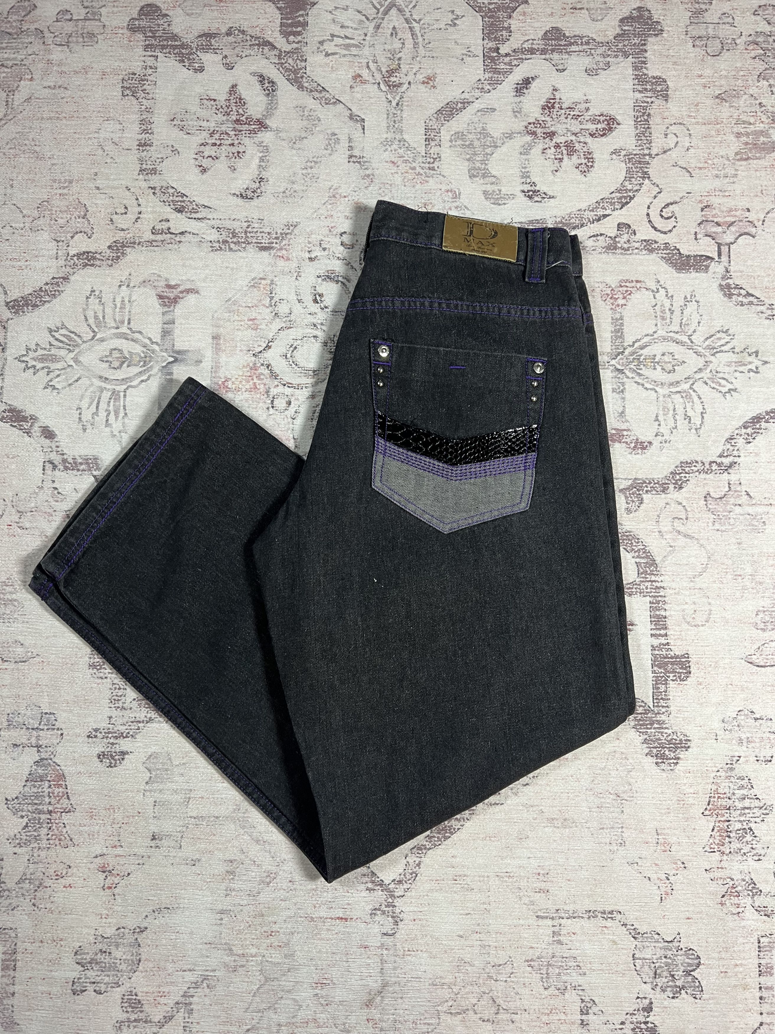 Designer Vintage Y2K Baggy Black Skater Grunge Styled Denim Pants Size US 36 / EU 52 - 1 Thumbnail