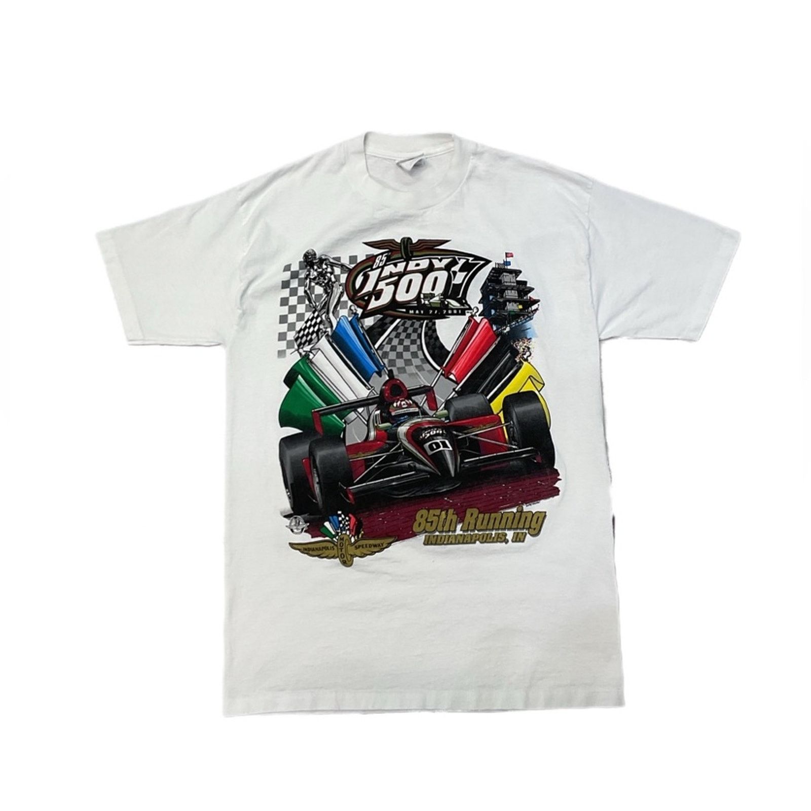 Jerzees 2001 Indy 500 “85th Running” Double-Sided Racing T-Shirt Size US L / EU 52-54 / 3 - 1 Thumbnail