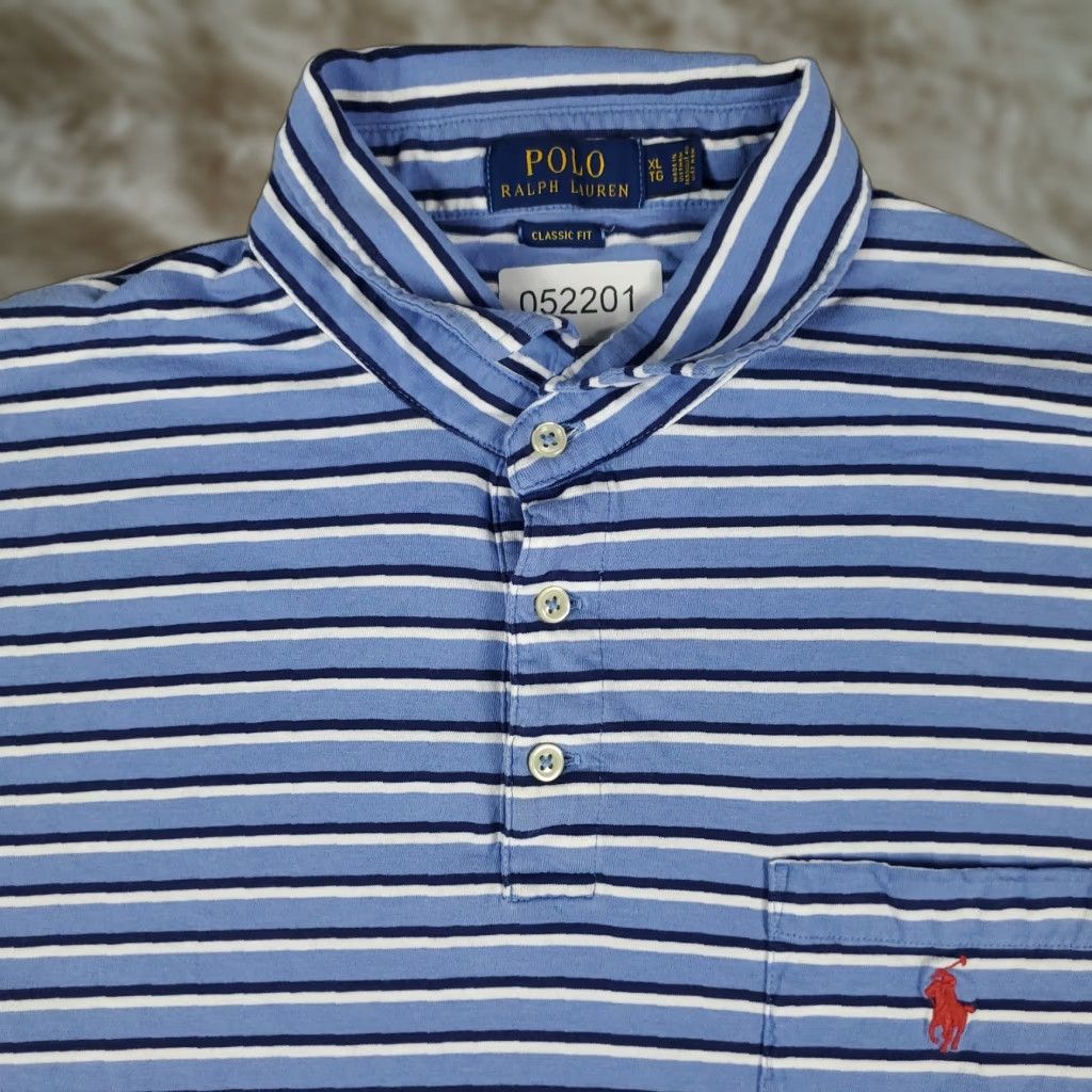Ralph Lauren Ralph Lauren Polo Shirt Blue Striped XL Short Sleeve Mens Casual Activewear Size US XL / EU 56 / 4 - 1 Thumbnail