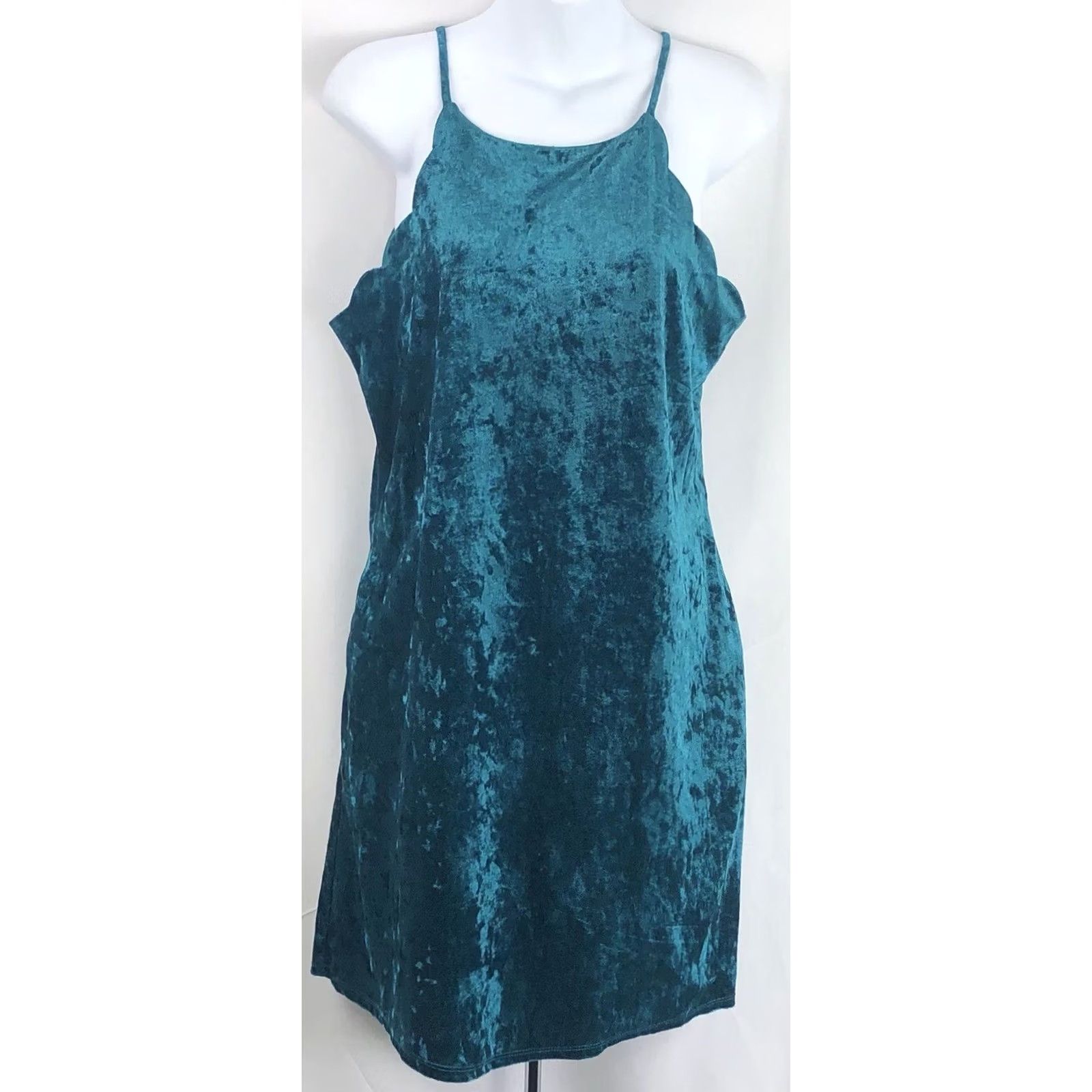 Vintage VINTAGE BCX Dress Velour Halter Sleevless M Green Scallop Trim 90s Y2K Fairy Clubwear Womens Size M / US 6-8 / IT 42-44 - 5 Thumbnail