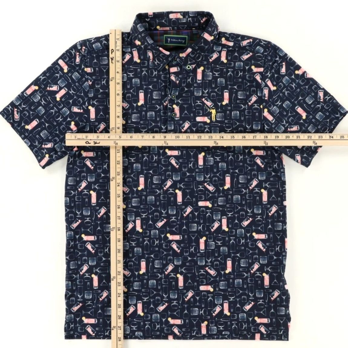 Vintage William Murray Cocktail High Stretch All Over Print Polo Shirt Navy Men's M Size US M / EU 48-50 / 2 - 3 Thumbnail