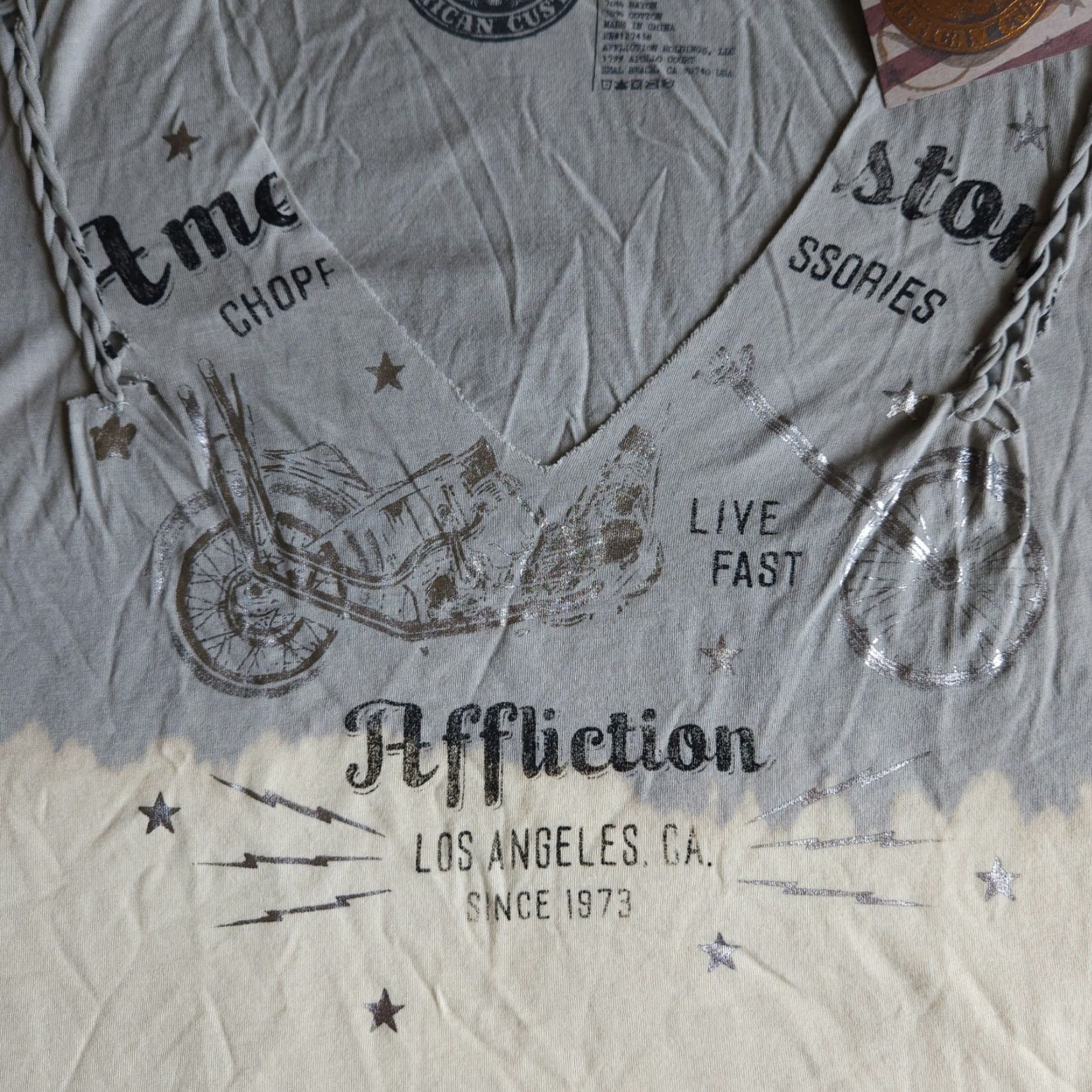 Affliction AFFLICTION AMERICAN CUSTOMS T-SHIRT Women Graphic Biker Skull Motorcycle V-Neck Short Sleeve S Multicolor Ghost/Chopper Theme 2000s Style Size S / US 4 / IT 40 - 2 Thumbnail