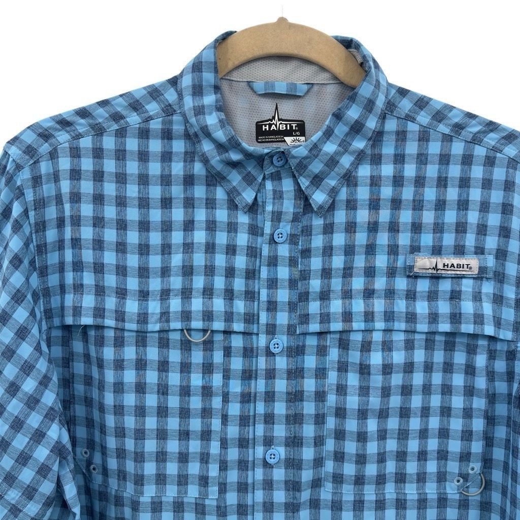 Other Habit Gingham Long Sleeve Vented Fishing Button up Shirt Blue Large Outdoorsy Size US L / EU 52-54 / 3 - 6 Thumbnail