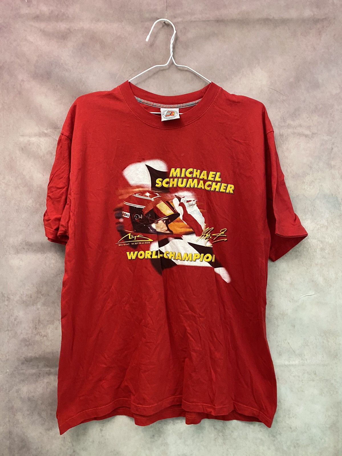 Vintage Vintage 90s F1 Michael Schumacher World Formula T-Shirt Size US XL / EU 56 / 4 - 1 Thumbnail