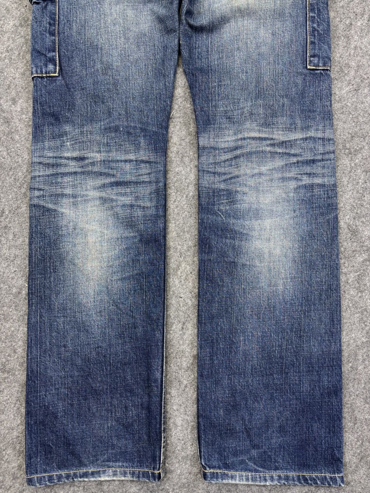Japanese Brand 💥Thrashed💥Vtg Gowest heavy Distressed Cargo Denim F977 Size US 32 / EU 48 - 10 Thumbnail