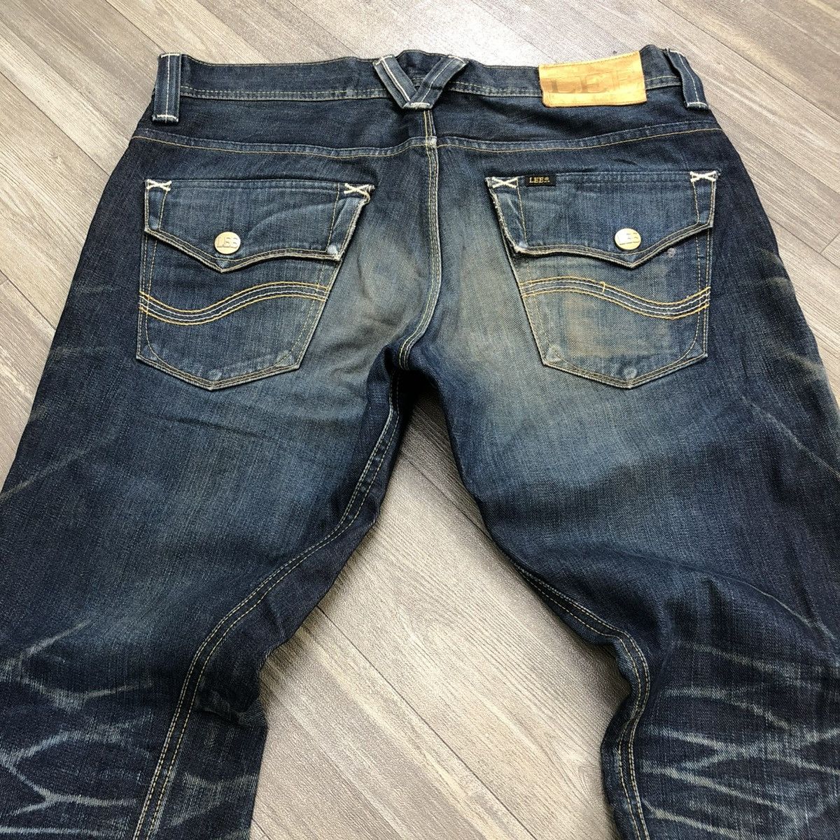 If Six Was Nine × Le Grande Bleu (L.G.B.) × Lee 1990s LEE Faded Bootcut Flared Jeans Size US 37 - 16 Thumbnail
