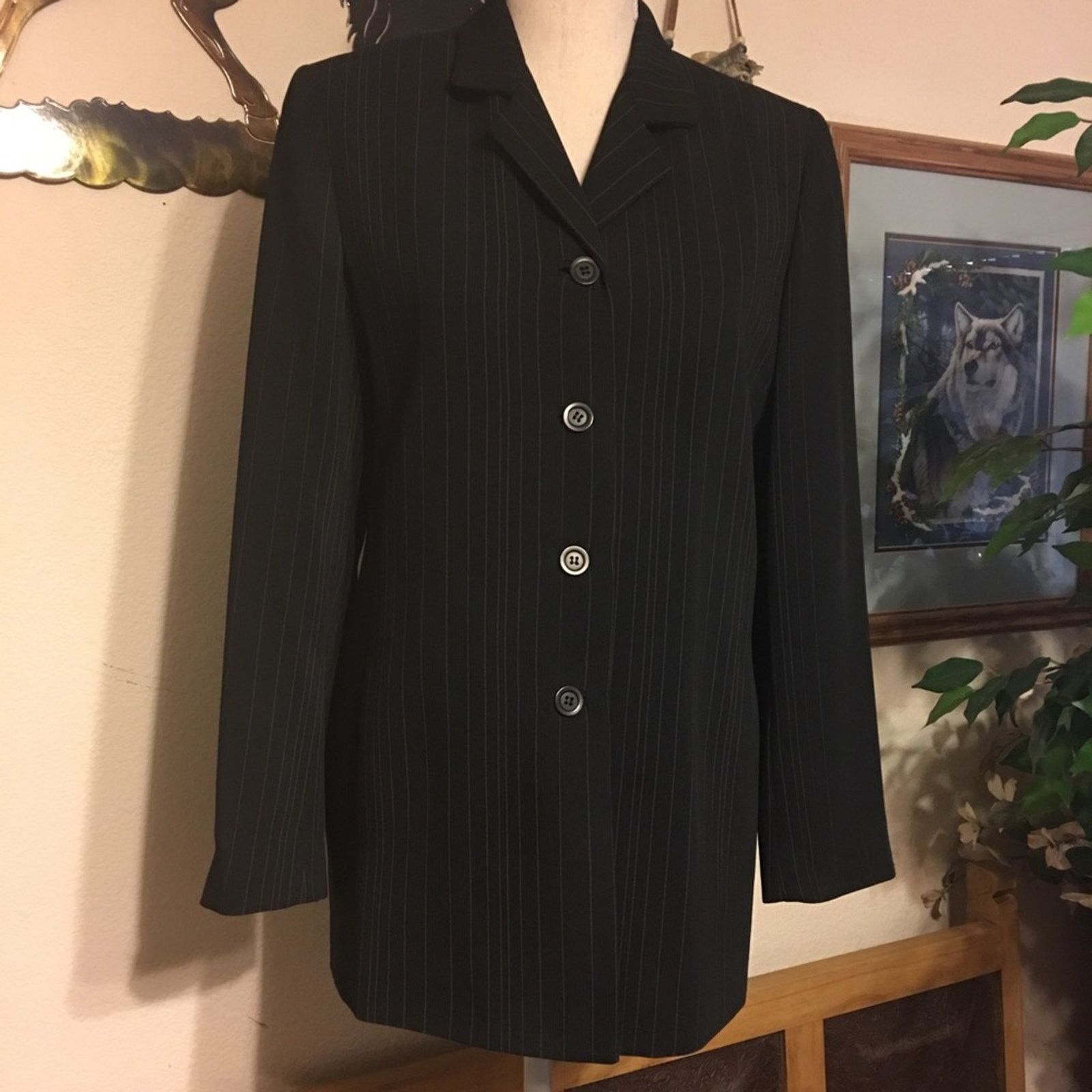 Vintage Vintage 90s Alex Garfield pin stripe career jacket Size M / US 6-8 / IT 42-44 - 1 Thumbnail