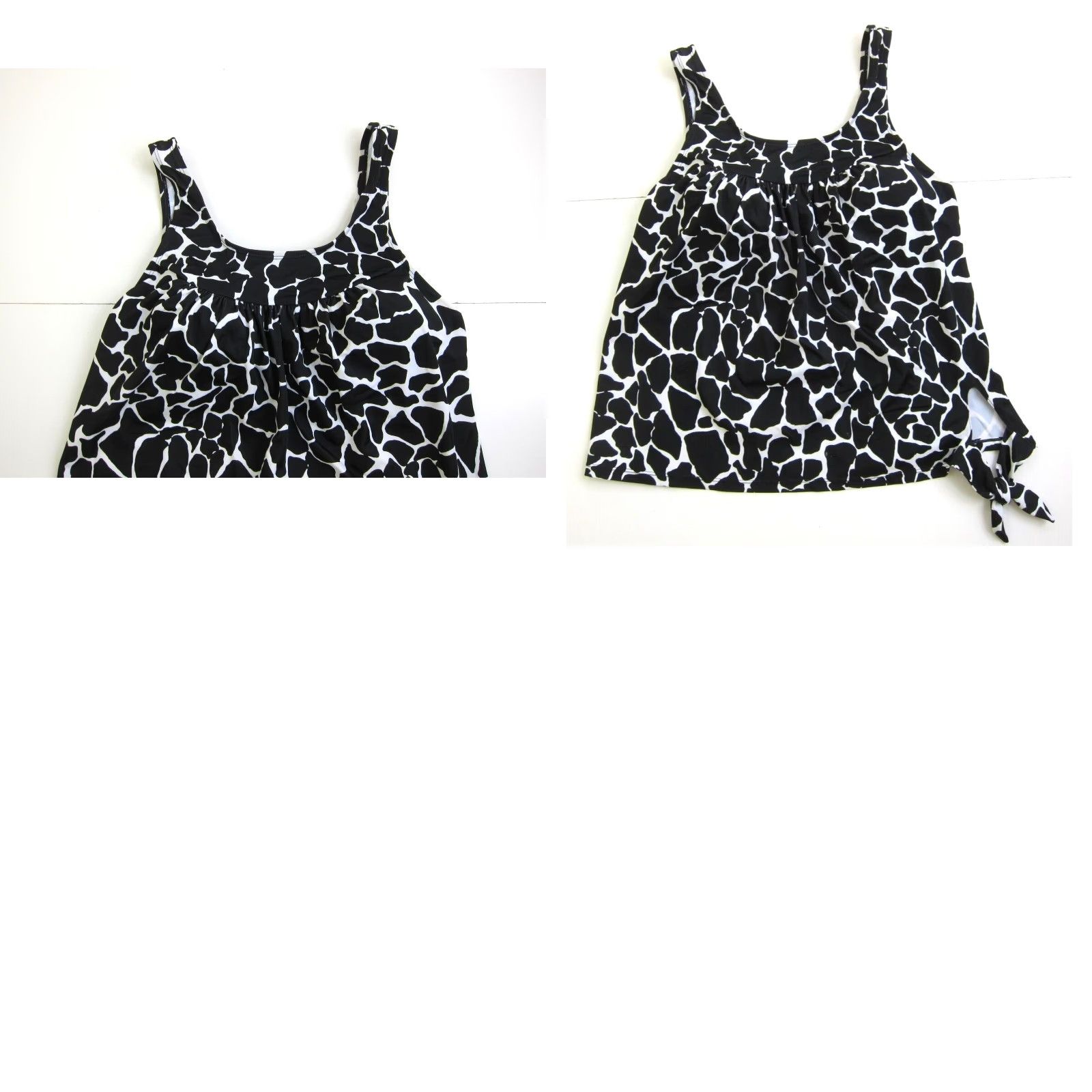 Vintage Swim 365 Black White Abstract Zebra Built In Bra Tankini Swim Top Women 14 Size XL / US 12-14 / IT 48-50 - 8 Thumbnail