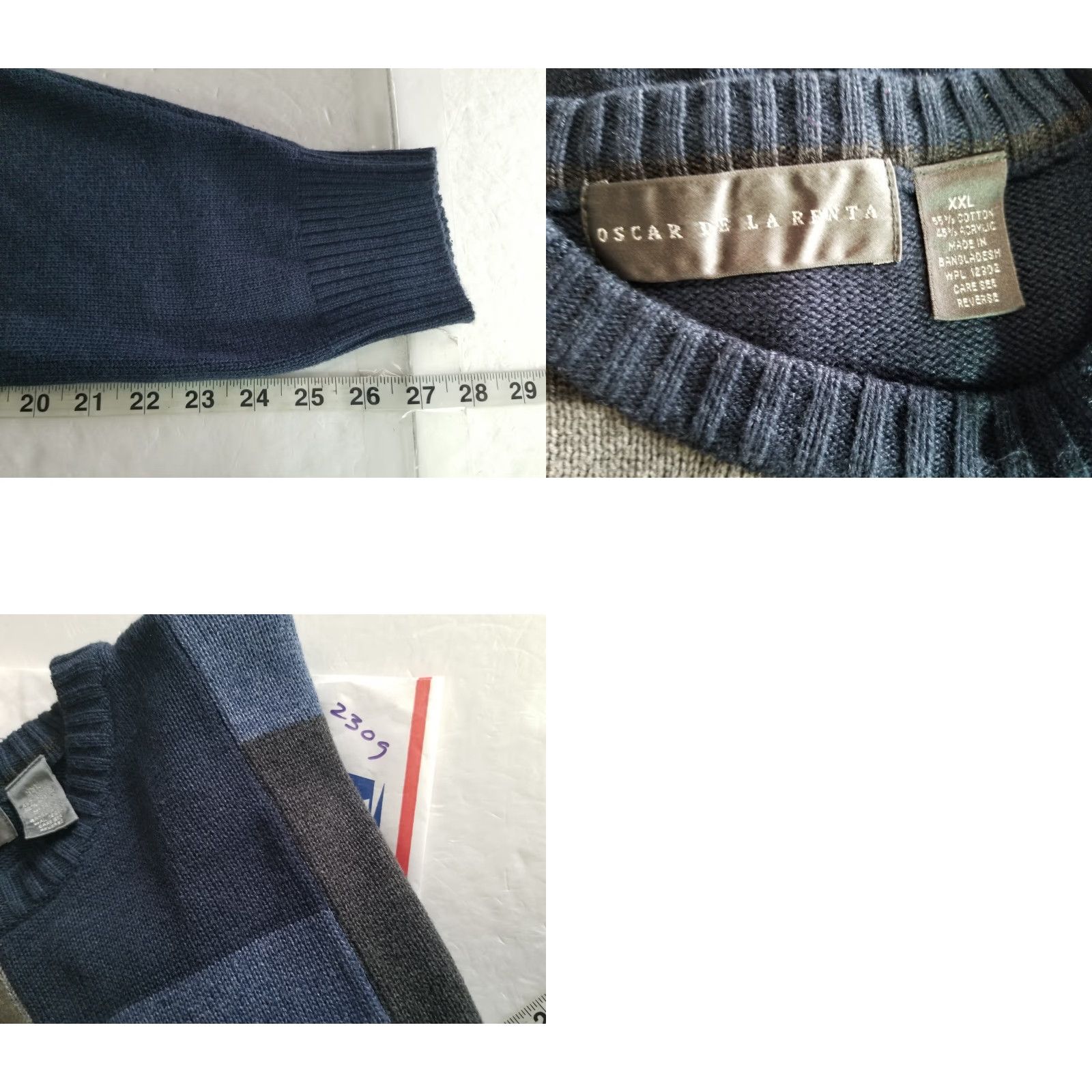 Oscar De La Renta Oscar De La Renta Pullover Sweater Mens XXL Blue Check Long Sleeve Casual Size US XXL / EU 58 / 5 - 8 Thumbnail
