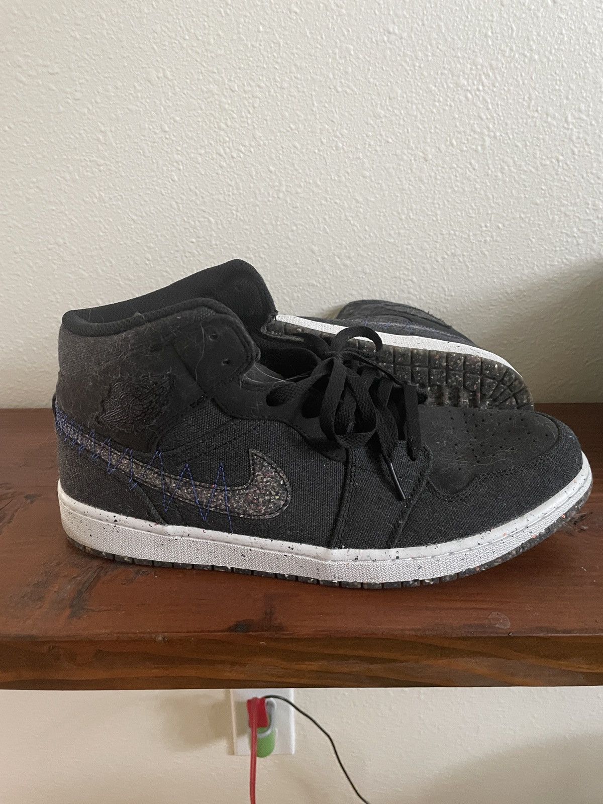 image of Jordan Nike Jordan 1 Mid Crater Black Shoes, Men's (Size 12)
