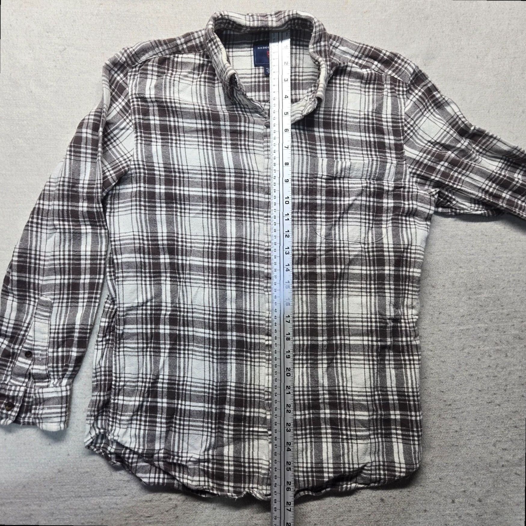 Vintage Saddlebred Brown Plaid Long Sleeve Flannel Button Up Shirt Men's Medium Size US M / EU 48-50 / 2 - 6 Thumbnail