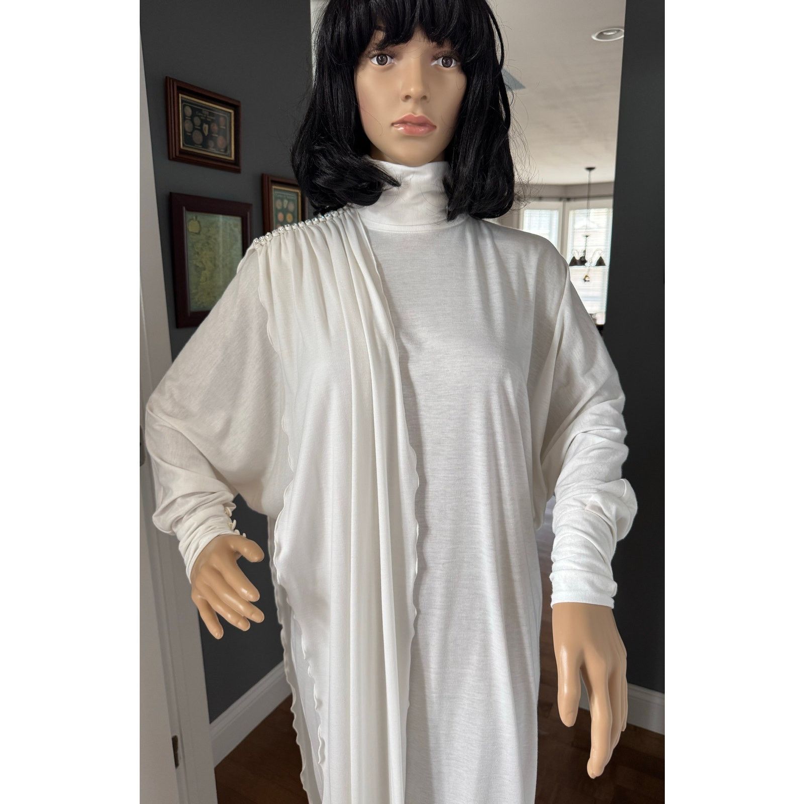 Vintage NWT Marcy & Co 1970s–80s White Rhinestone Caftan Gown sash M Size M / US 6-8 / IT 42-44 - 3 Thumbnail