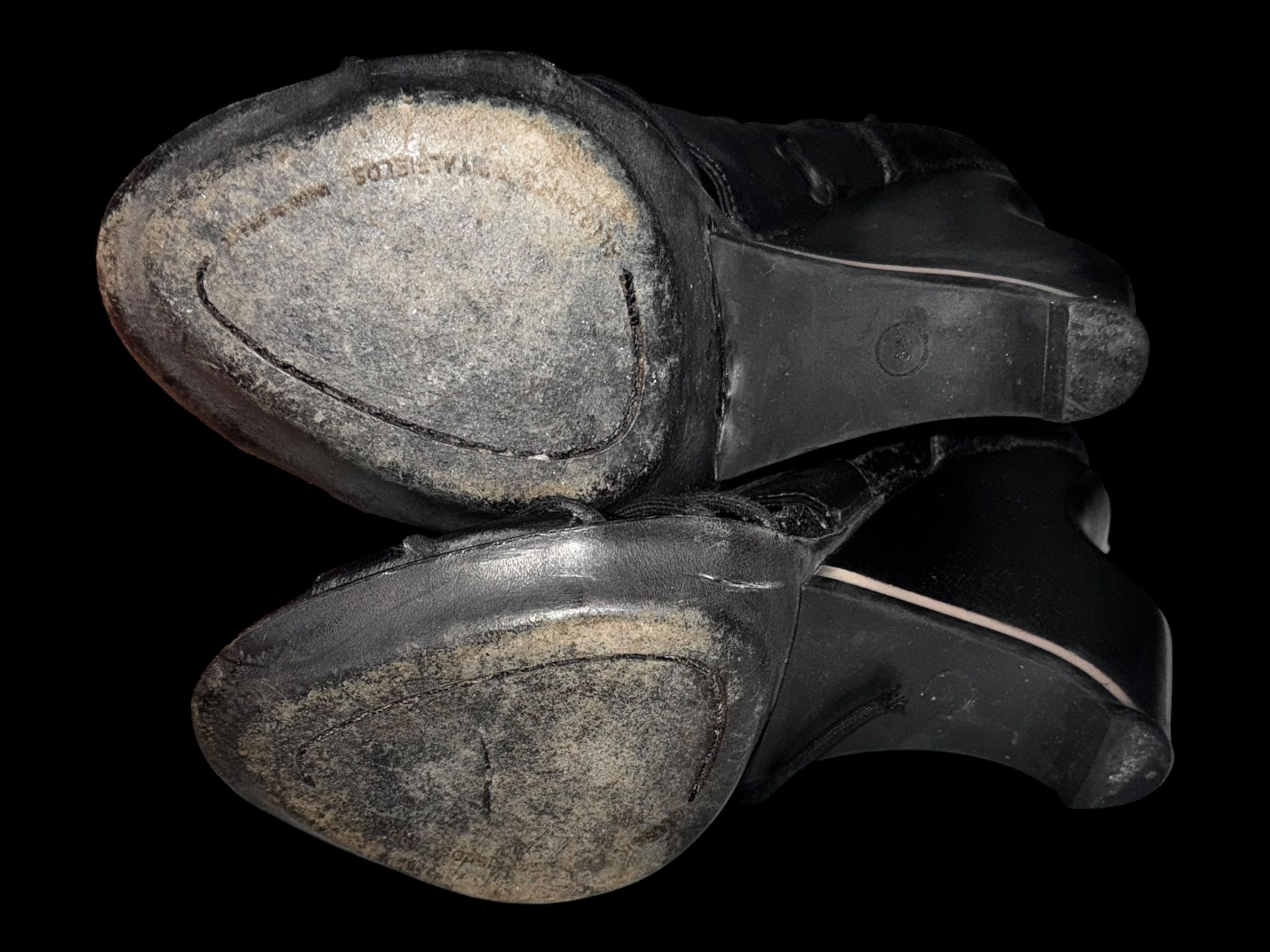 Allsaints AllSaints Gothic Avant Garde Black Leather Wedge Sandals Size US 8 / IT 38 - 6 Thumbnail