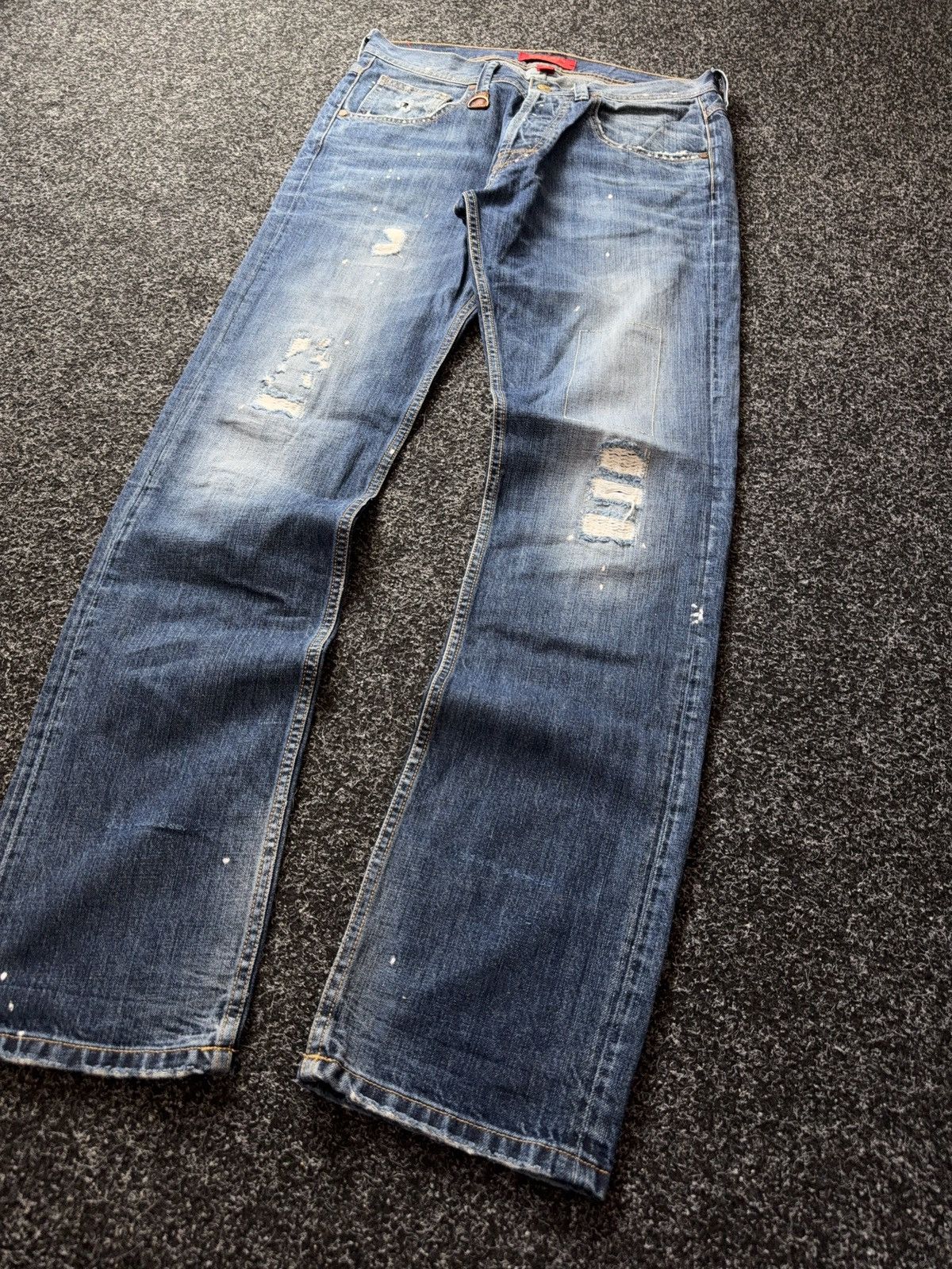 Vintage 00s Retro Japanese Y2K Vntg Grunge Distressed Denim Jeans Size US 32 / EU 48 - 3 Thumbnail